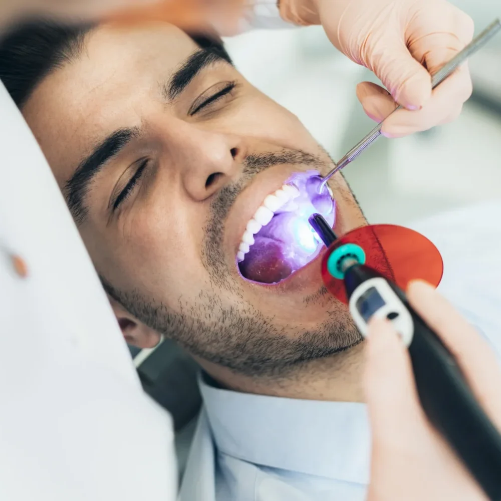 patient receiving dental fillings