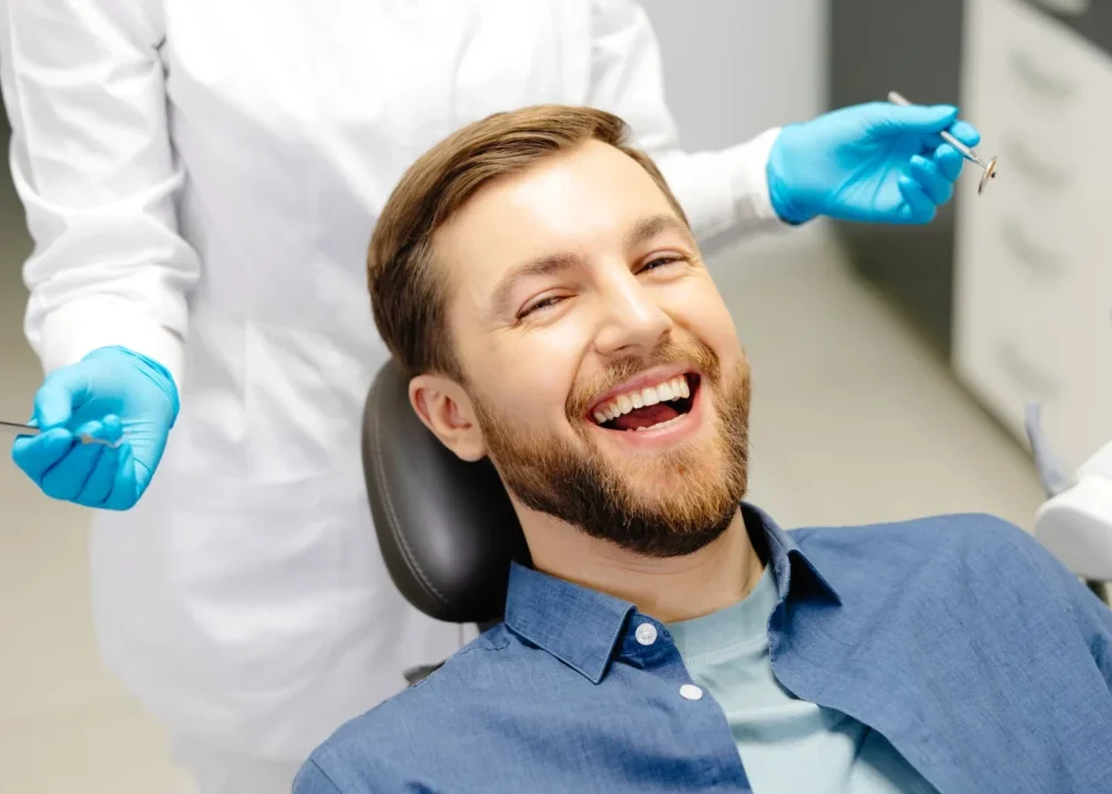 man smiling with cosmetic dental bonding